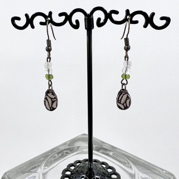 🎀HP🎀 New / Hand Crafted - Antiqued Gold Tone Watermelon Seed Fishhook Earrings - Picture 2 of 5